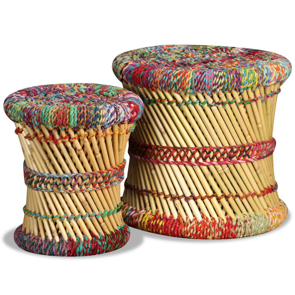 Handwoven Chindi Stool Set (2 Pieces)