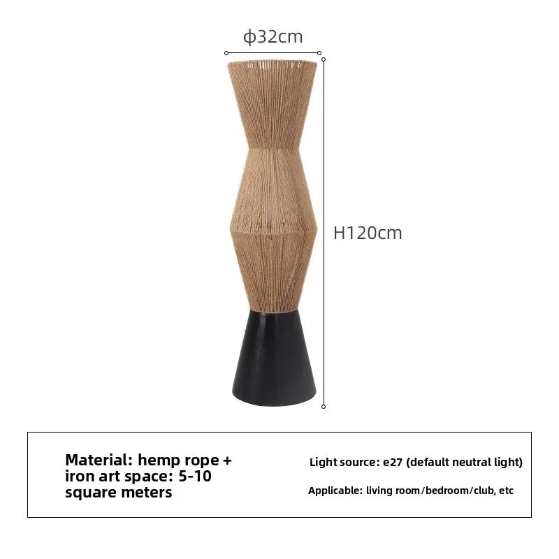 Japanese Wabi-Sabi Woven Rattan Floor Lamp
