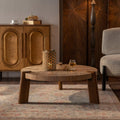 Rustic Wood Round Coffee Table, Easy Assembly