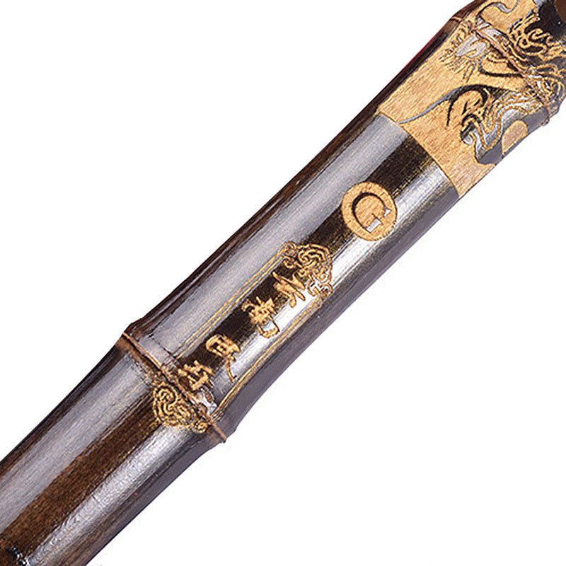 Black Bamboo Bawu Flute, Key of G, Dragon Carving