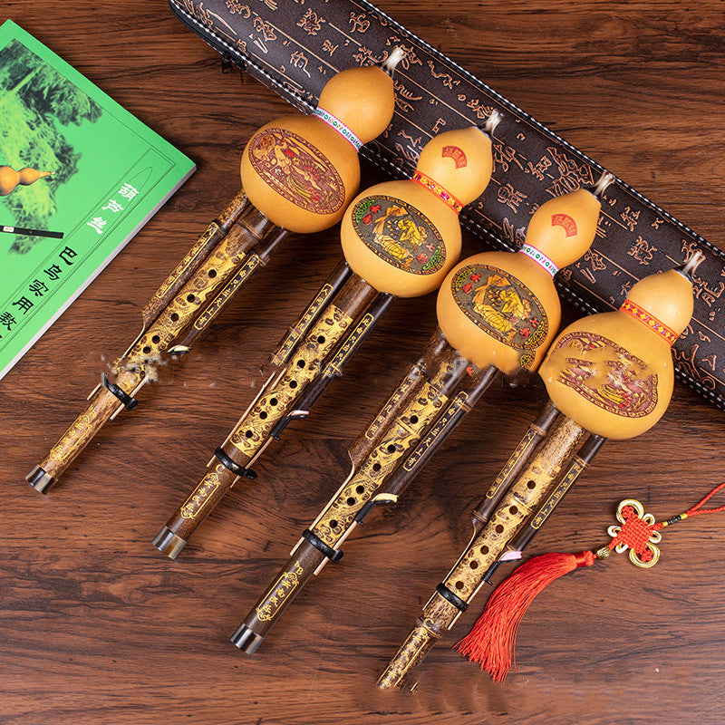 Natural Purple Bamboo Hulusi Gourd Flute – C or Bb Key