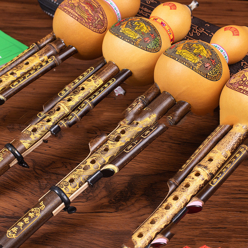 Natural Purple Bamboo Hulusi Gourd Flute – C or Bb Key