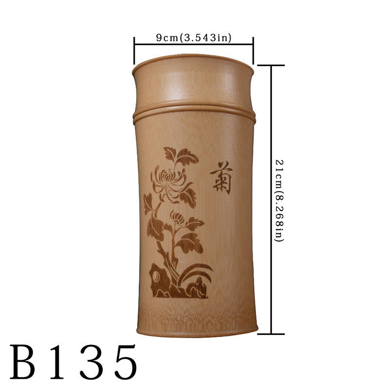 The Four Gentlemen | Hand-Carved Bamboo Tea Caddy