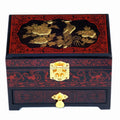 Push‑Top Lacquer Jewelry Box – Red & Black Dowry‑Style Wood Chest