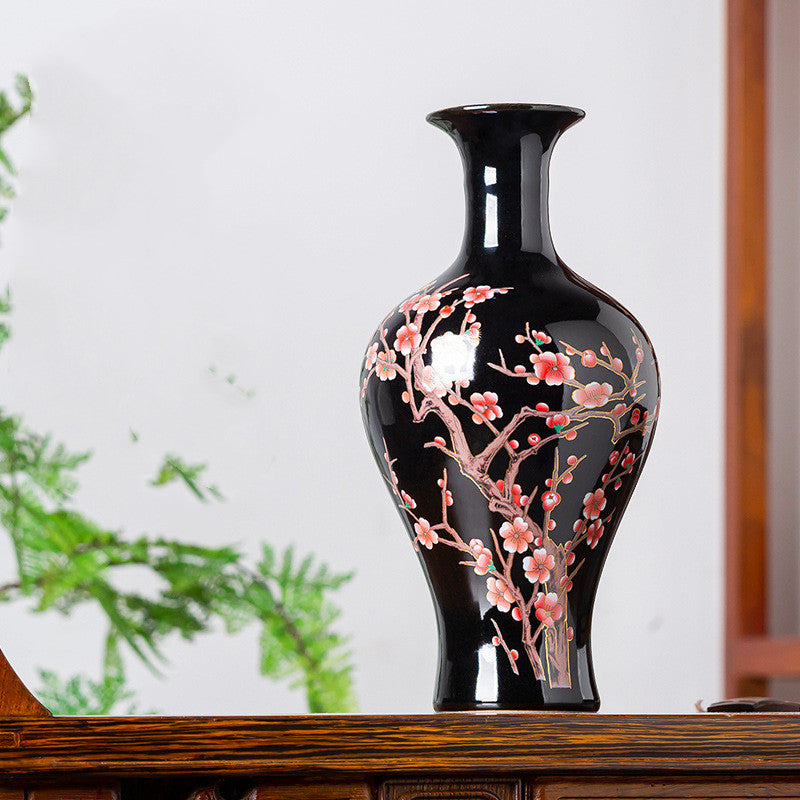 Small Black Pottery Bud Vases – Chinese‑Style Ceramic Ornaments (14 Designs)