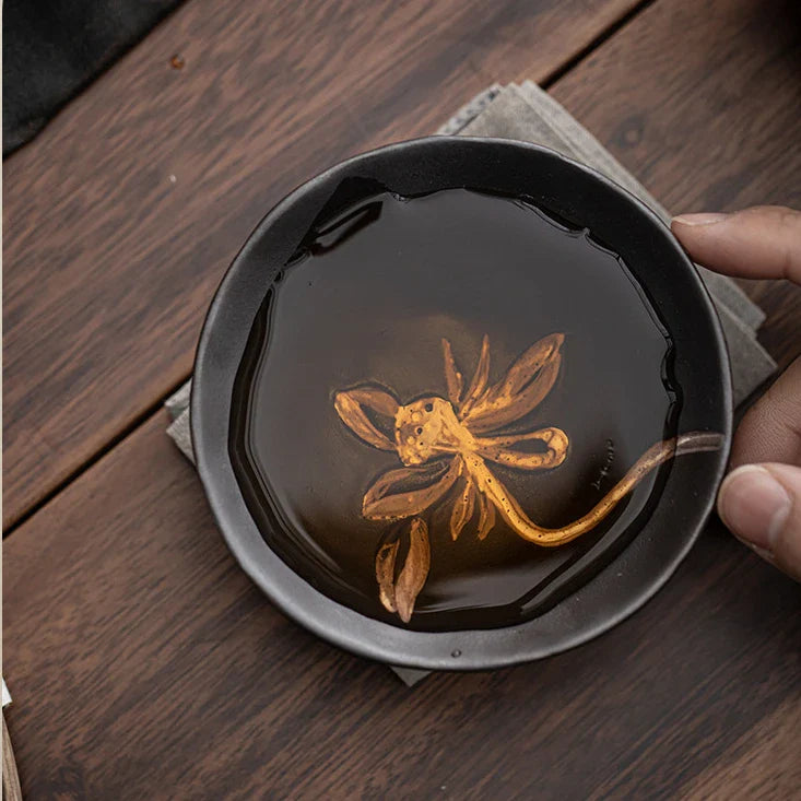 90 ml Wabi-Sabi Ceramic Lotus Tea Cup – Handmade