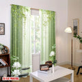 2-Piece Zen Botanical Window Curtains – Bamboo Forest & Lotus Flower Print