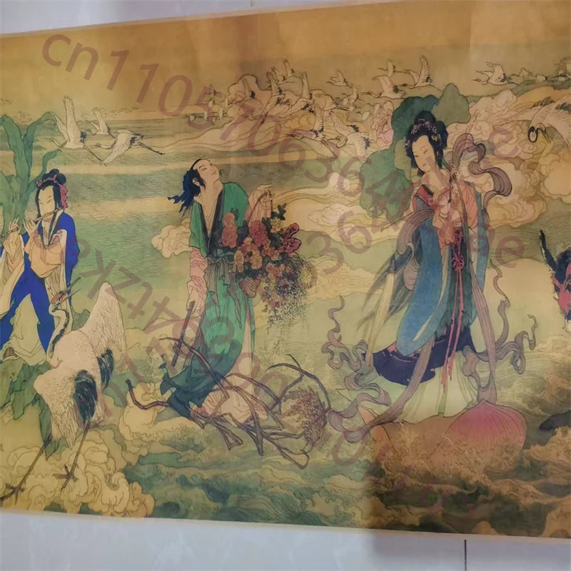 China Old long Scroll,Watercolor Ink Painting, Ding Yunpeng's Eight Immortals Divine Art Diagram