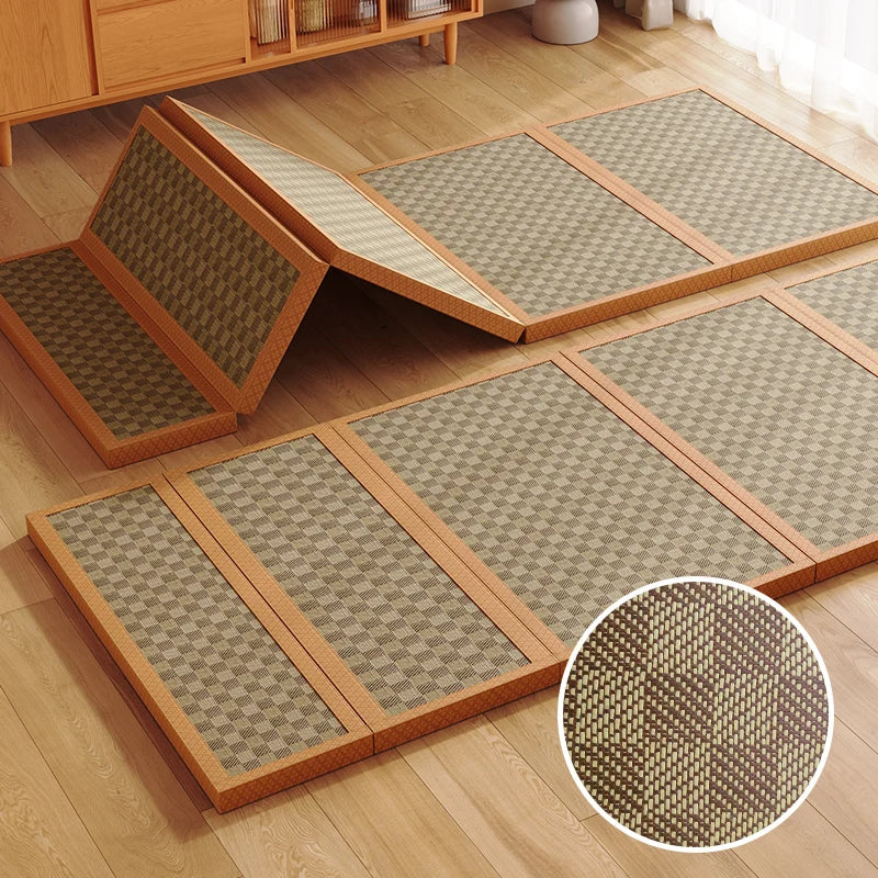 Foldable Japanese Tatami Rattan Mat – Cooling Summer Floor Rug
