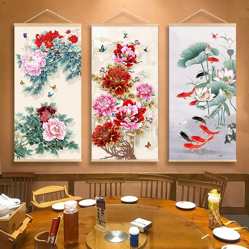 Flower Art Scroll Wall Mural