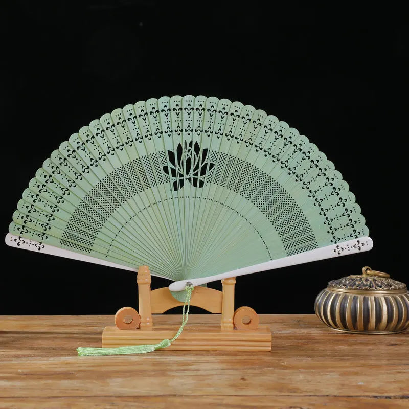 New Chinese Super Fairy Lotus Small Fan Hanfu Qipao Women's Hollow Fan Wedding Photography Props Folding Fan