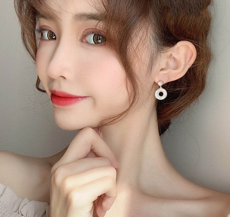 Korean Opal Shell Dangle Earrings in Sterling Silver