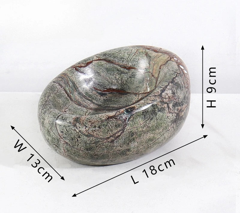 French Wabi-Sabi Marble “Bird’s Nest” Tray – Stone Jewelry & Sundry Dish (18×13×9cm)