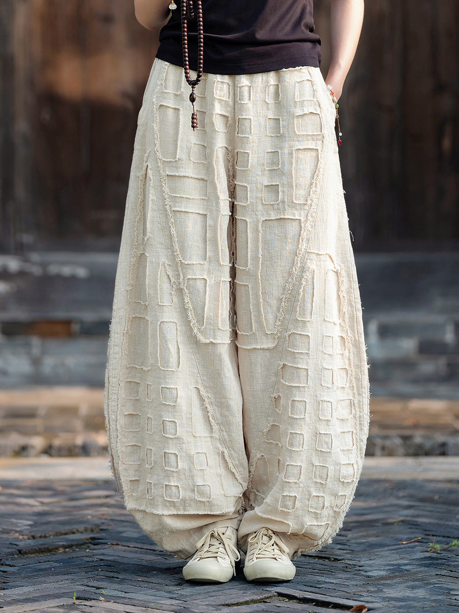Raw-Edged Linen Meditation Bloomers – Natural Pants for Practice & Everyday Wear