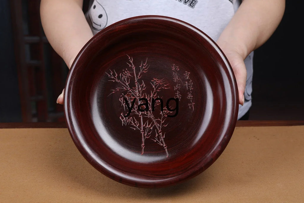 Red Sandalwood “Gold Rice” Bowl – Solid Wood Handicraft Ornament