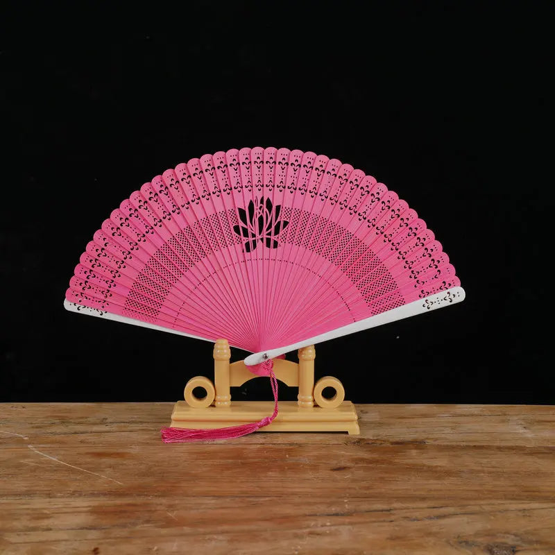 New Chinese Super Fairy Lotus Small Fan Hanfu Qipao Women's Hollow Fan Wedding Photography Props Folding Fan