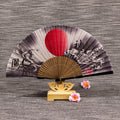 Chinese Silk Bamboo Folding Fan with Tassel