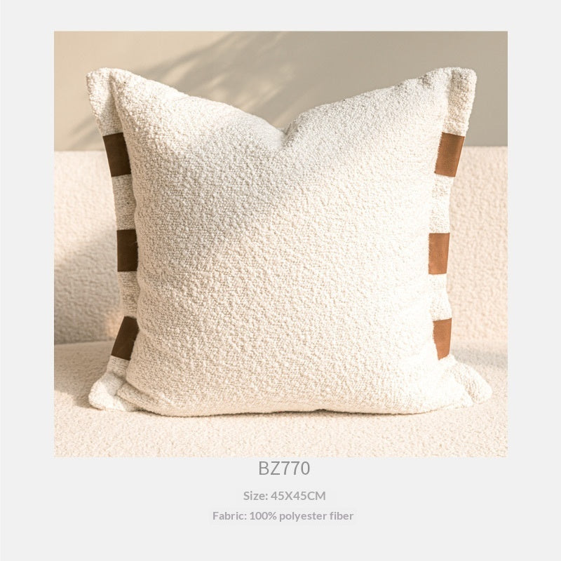 Wabi-sabi-style Cushion In Coffee And Off-white Cotton-linen Throw Pillow