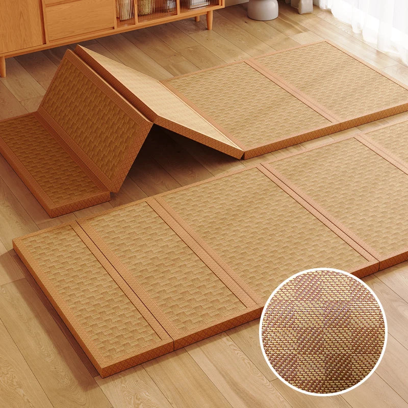 Foldable Japanese Tatami Rattan Mat – Cooling Summer Floor Rug