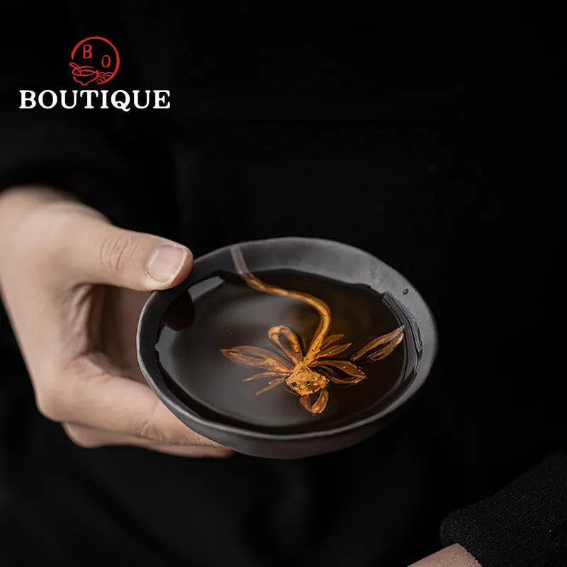 90 ml Wabi-Sabi Ceramic Lotus Tea Cup – Handmade