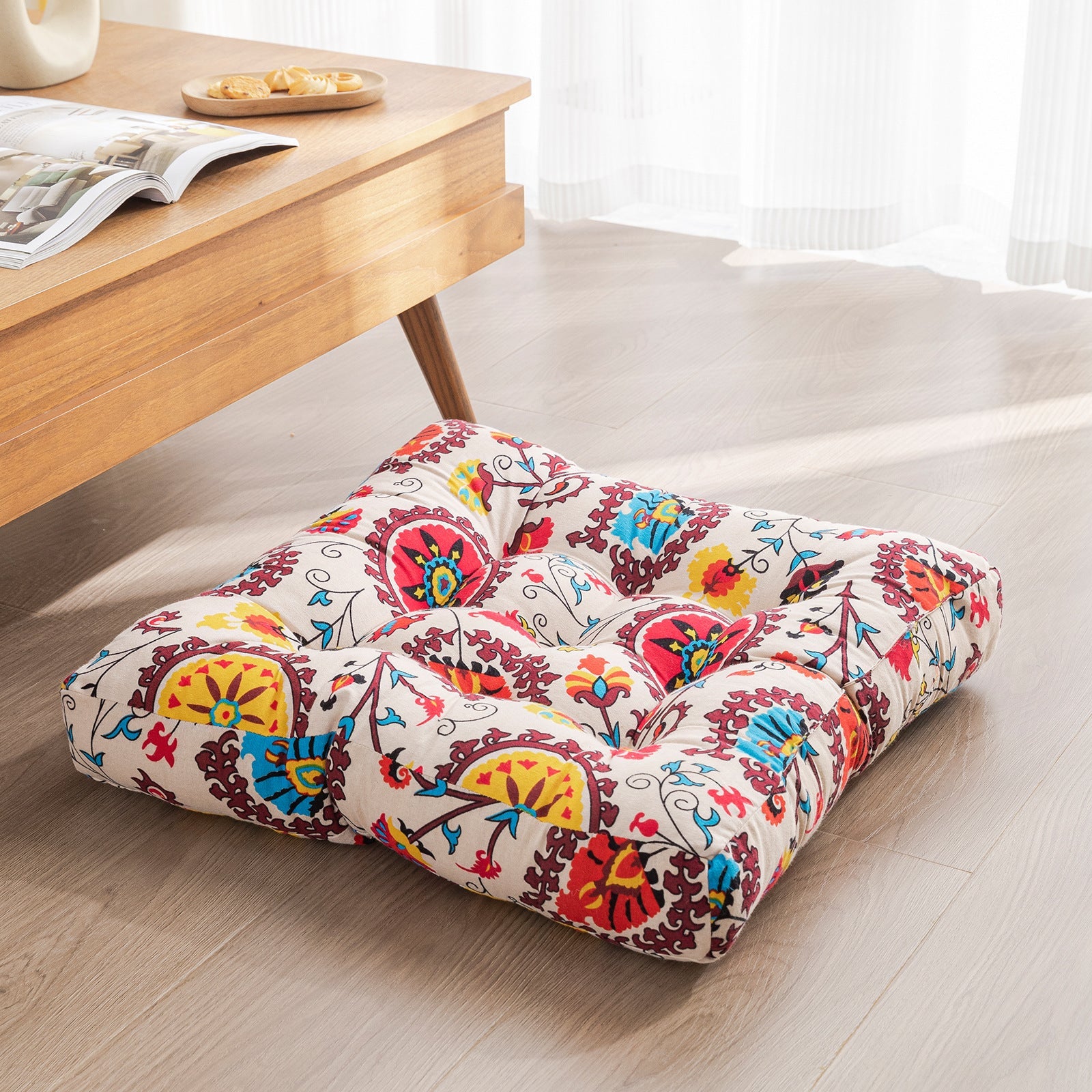 Japanese-Style Cotton Futon Floor Cushion (Round or Square)