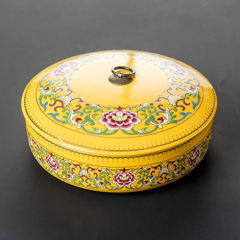Porcelain Hand-painted Gilded Pu'er Tea Cake Caddy (Two-Piece)