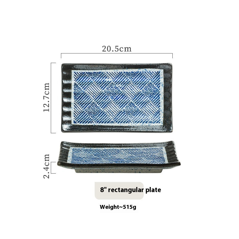 Rectangular Japanese Style Sushi Sashimi Plate and Cup