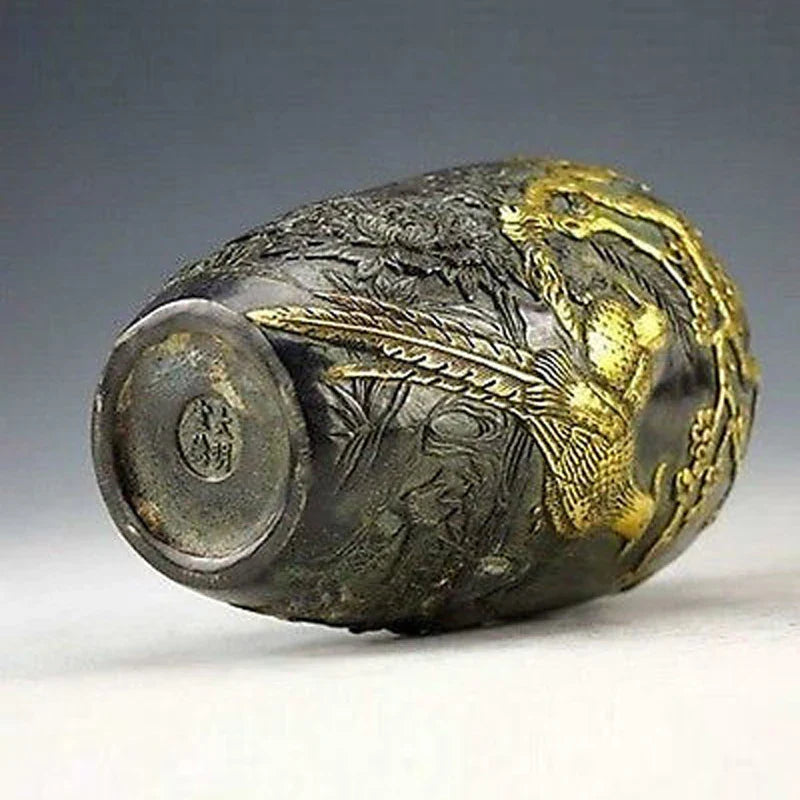 Gold‑Plated Copper Flower & Bird Vase – Chinese Vintage‑Style Decorative Pot (20 cm)