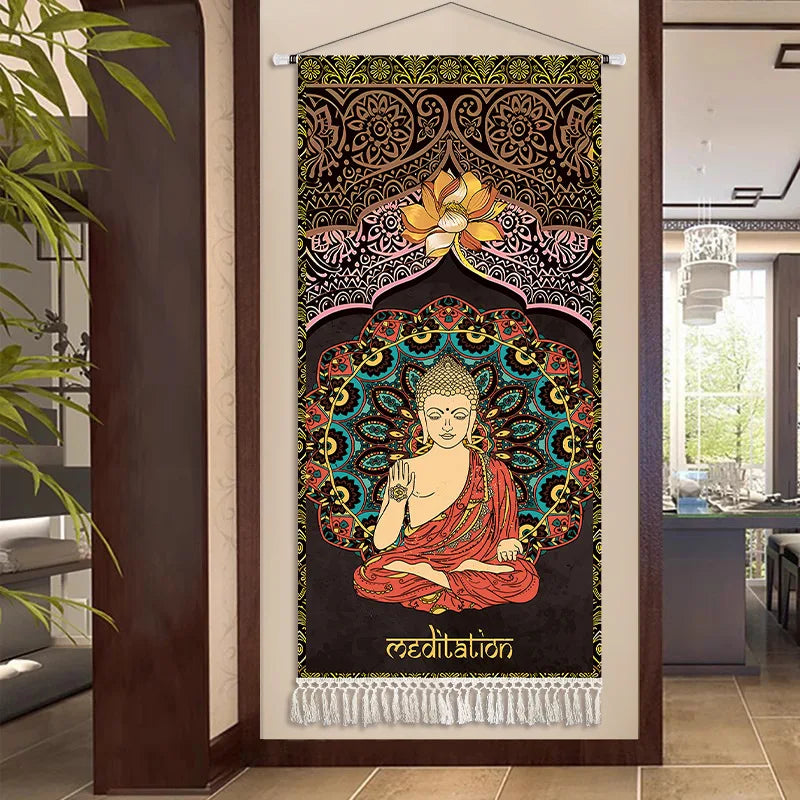 Thai Zen Elephant Soft Fabric Hanging Painting Corridor Decorative Painting Wall Hanging Cloth Living Room Mural Anime Poster