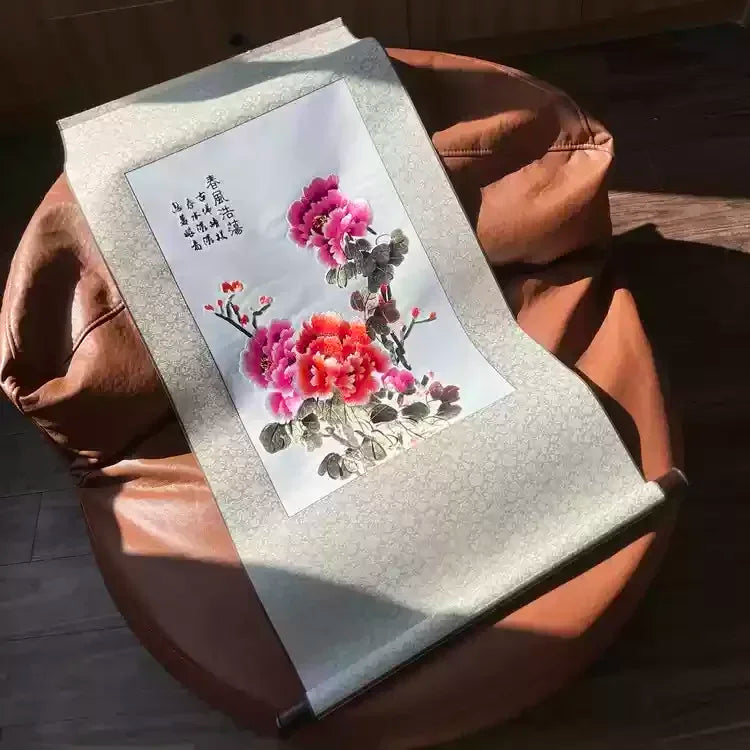 Silk Embroidery Scroll Painting – Chinese Style Silk Handicraft
