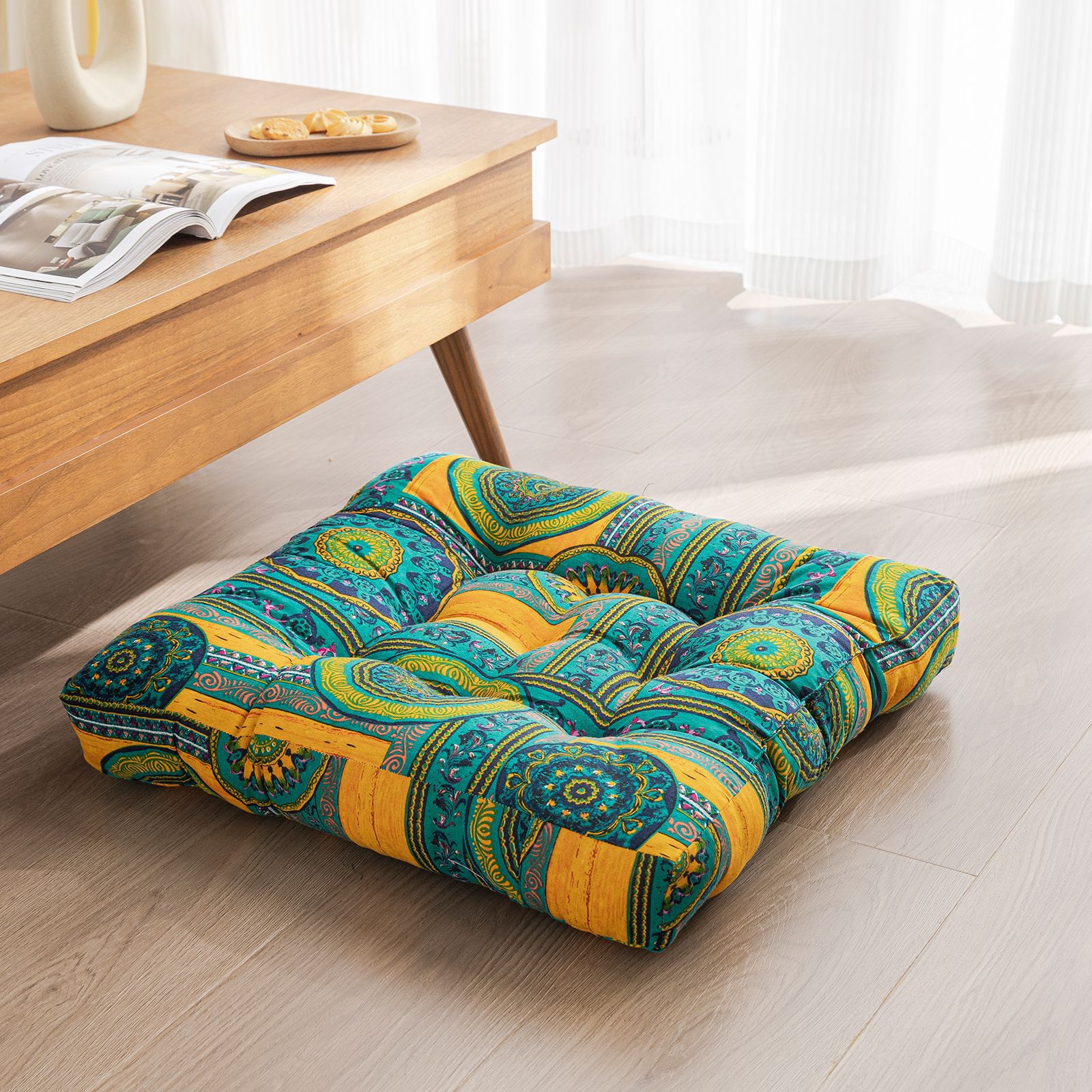 Japanese-Style Cotton Futon Floor Cushion (Round or Square)