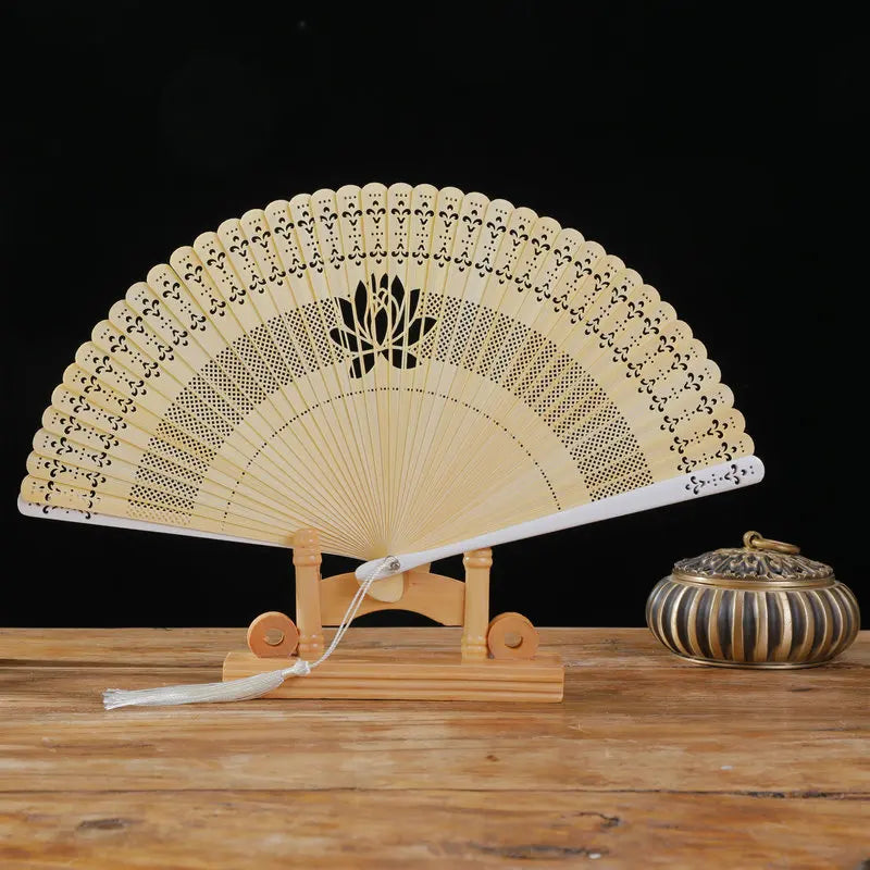 New Chinese Super Fairy Lotus Small Fan Hanfu Qipao Women's Hollow Fan Wedding Photography Props Folding Fan