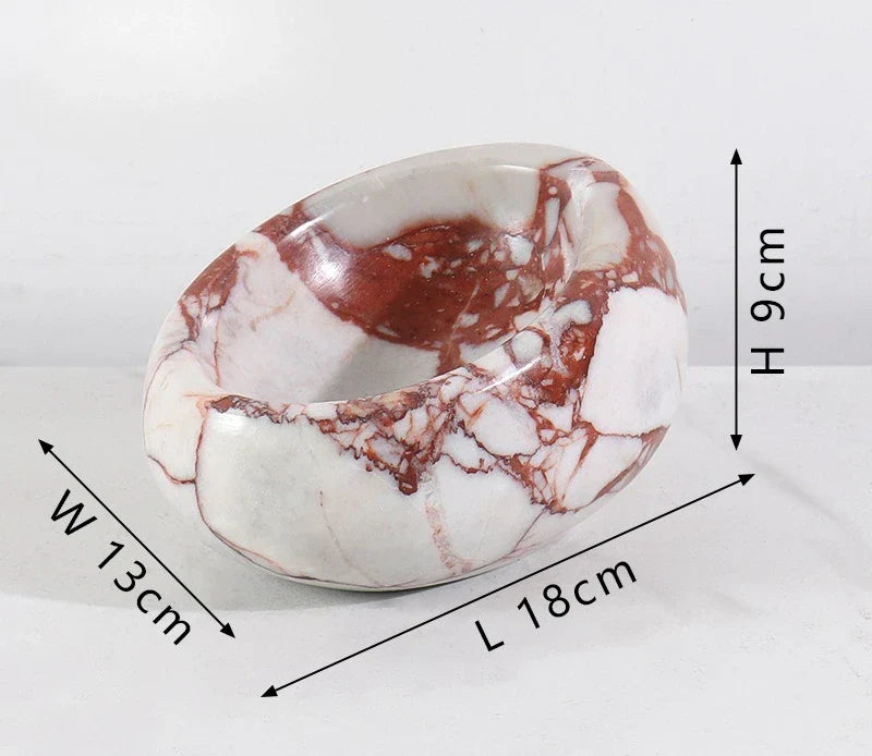 French Wabi-Sabi Marble “Bird’s Nest” Tray – Stone Jewelry & Sundry Dish (18×13×9cm)