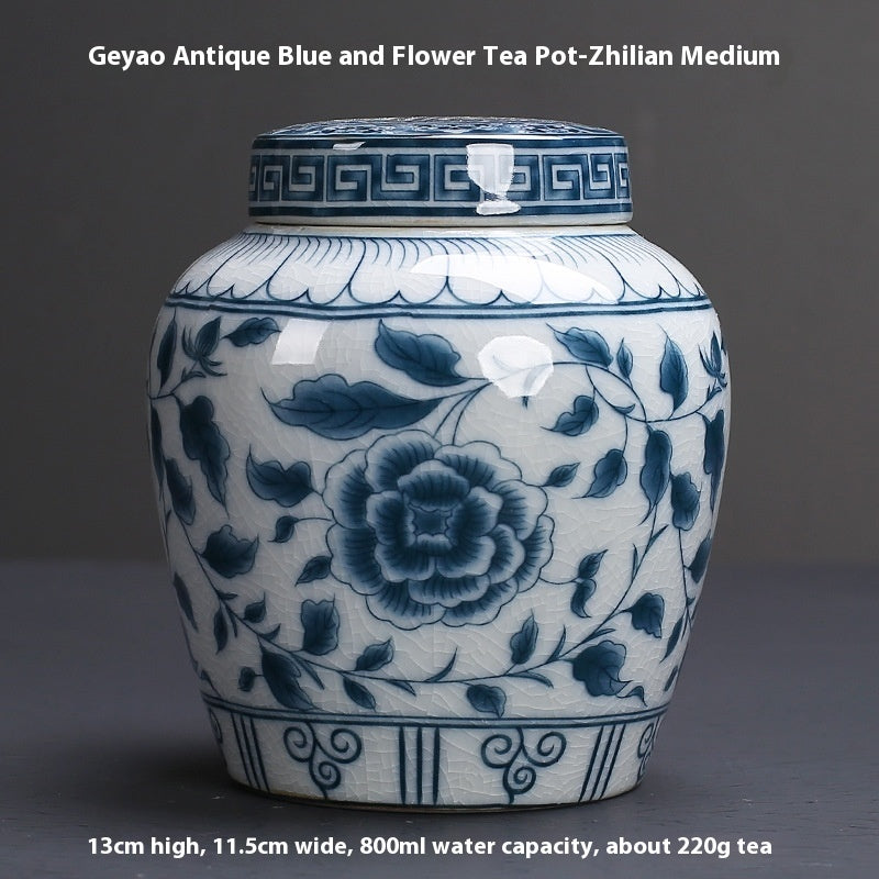 Ge Kiln Porcelain Tea Jar with Seal