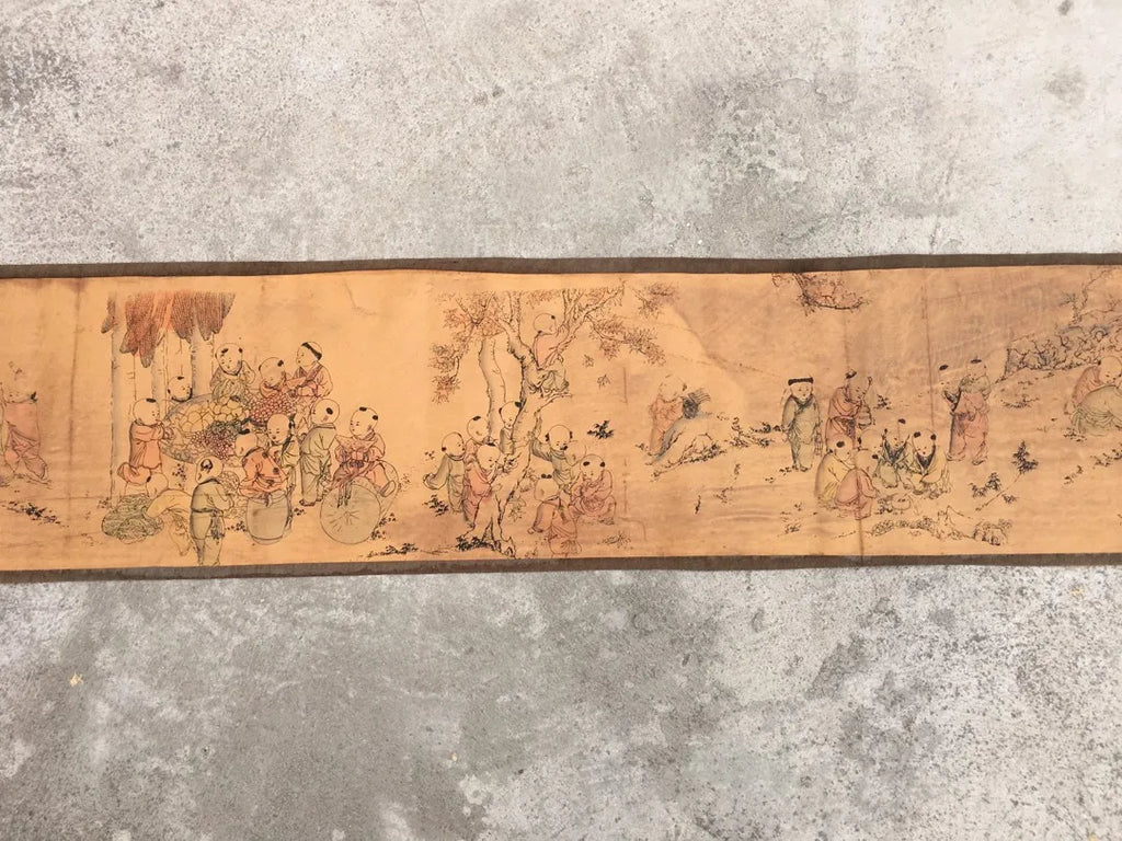 Ancient Chinese Calligraphy Scroll – “Baizi” Picture Scroll (30×405cm)