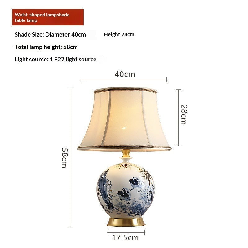 New Chinese-style All-copper Ceramic Table Lamp