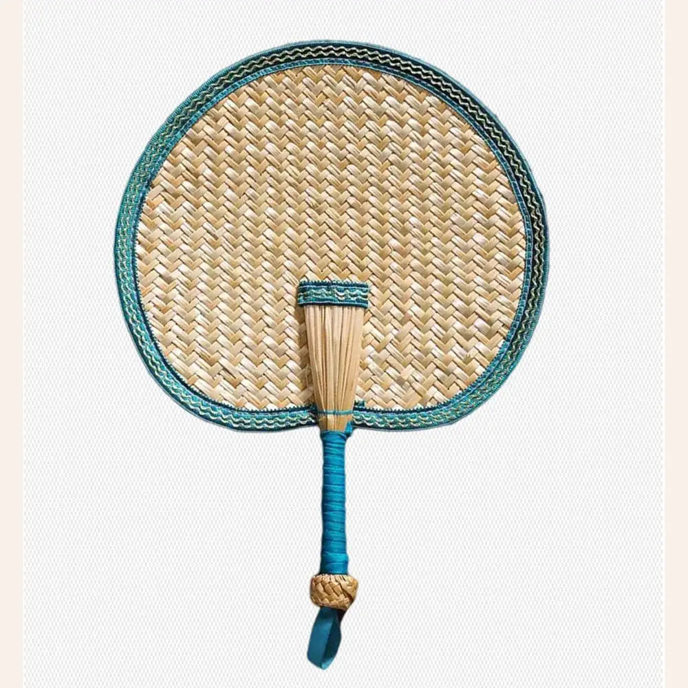 Colorful Handmade Fan Chinese Style Heart Shaped Straw Bamboo Woven Fan Summer Anti-Mosquito Cooler Handfan Home Decor Pendants