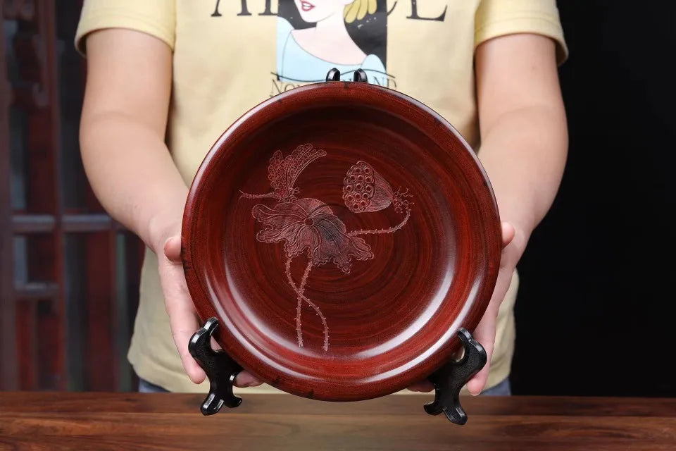 Red Sandalwood “Gold Rice” Bowl – Solid Wood Handicraft Ornament