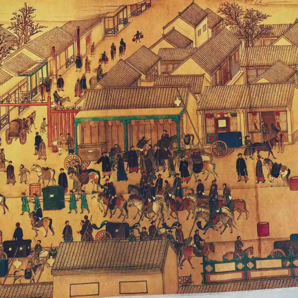 Xu Yang–Style “Five Star Continuous Bead” Chinese Long Scroll Painting