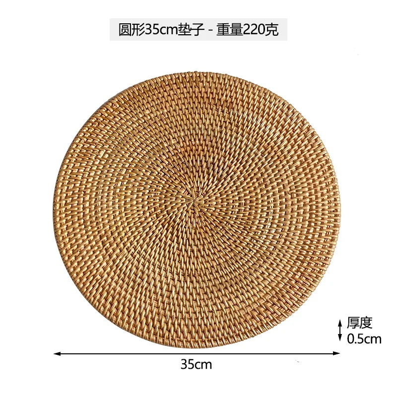 Vietnamese Rattan Coaster Set – Heatproof Cup & Teapot Mats