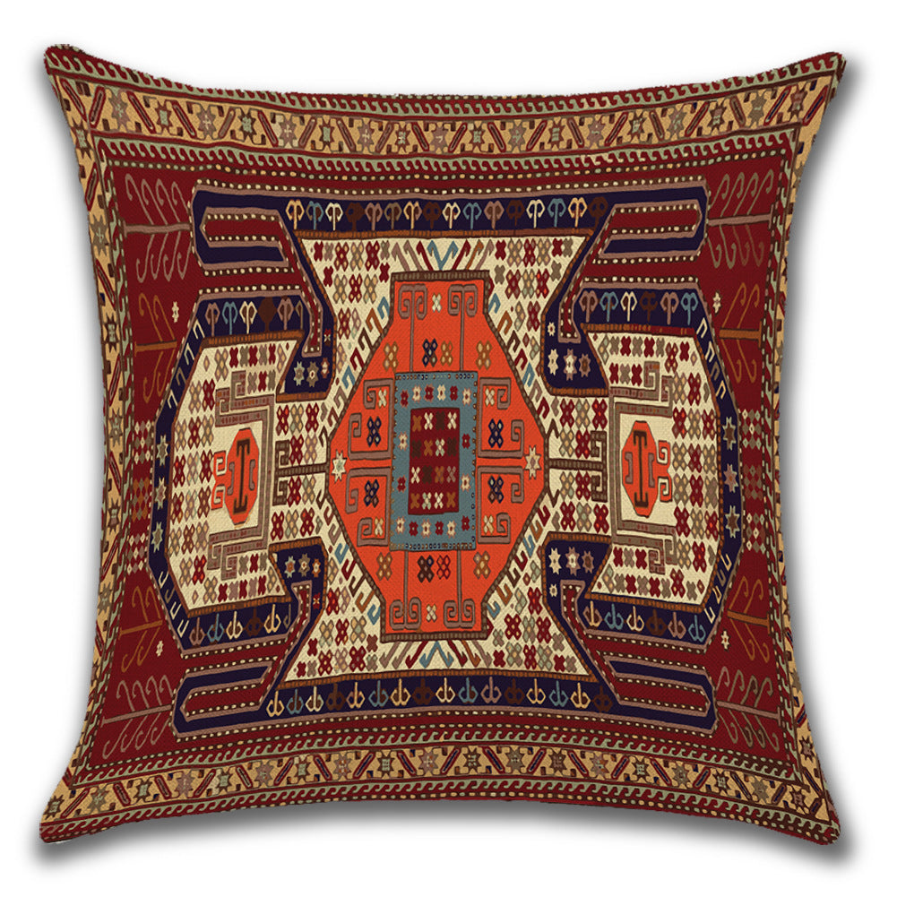 Persian-Style Ethnic Linen Cushion Cover (45x45cm)