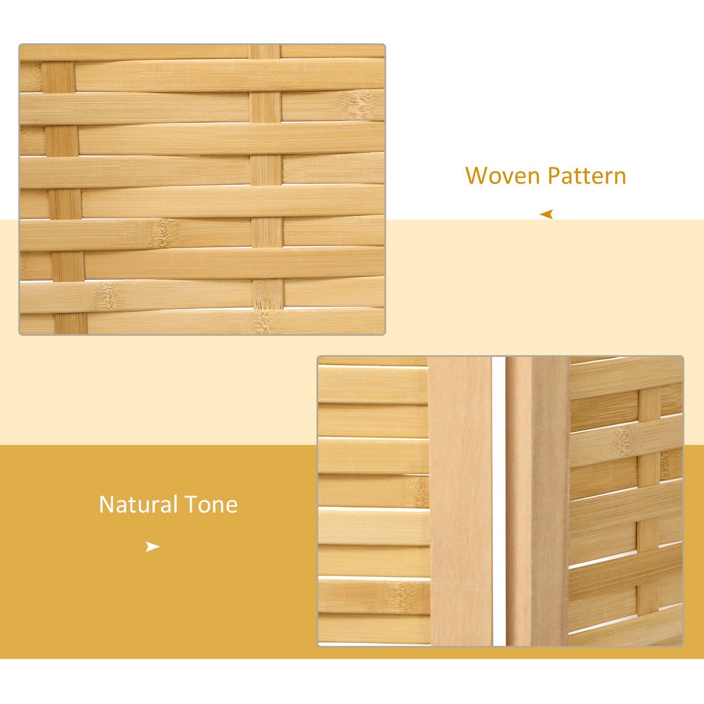 Hand Woven Room Divider, 3 Panel Bamboo Folding Privacy Screen for Home Office, 47.25"x67"x0.75", Natural