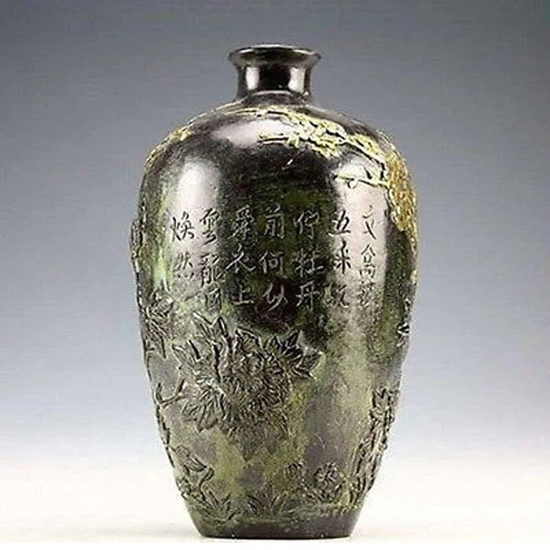 Gold‑Plated Copper Flower & Bird Vase – Chinese Vintage‑Style Decorative Pot (20 cm)