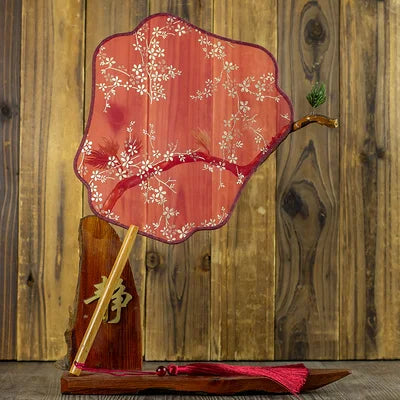 Translucent Silk Chinese Round Hand Fan with Floral Pattern