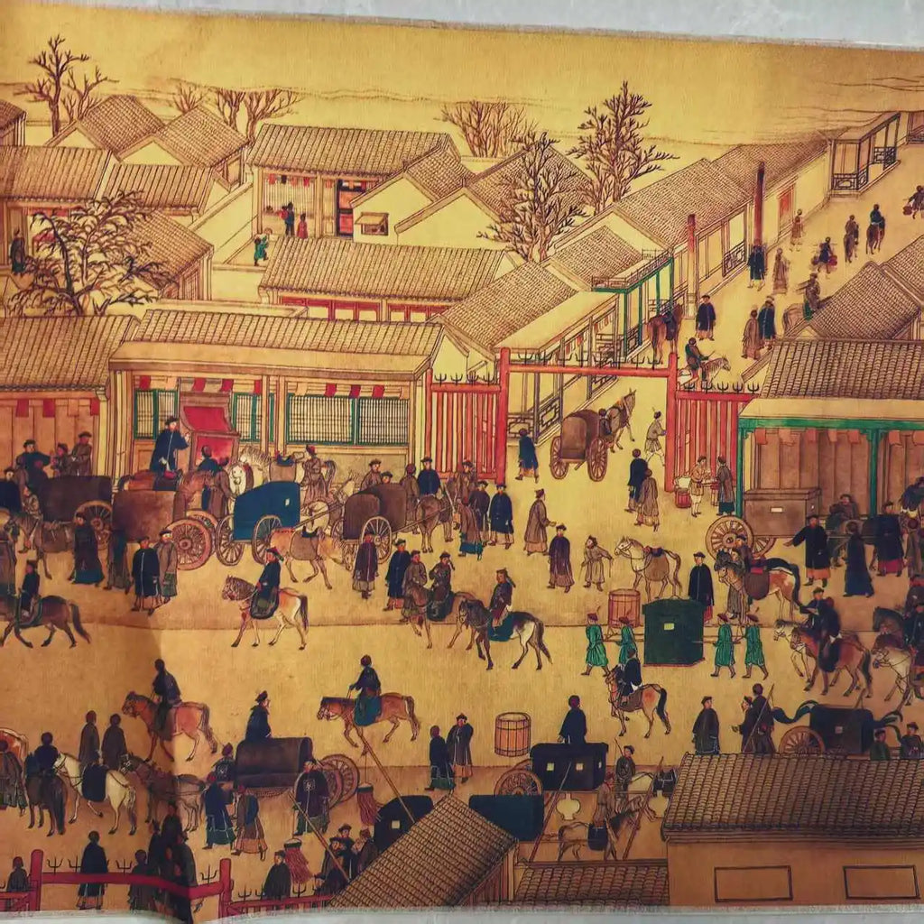 Xu Yang–Style “Five Star Continuous Bead” Chinese Long Scroll Painting
