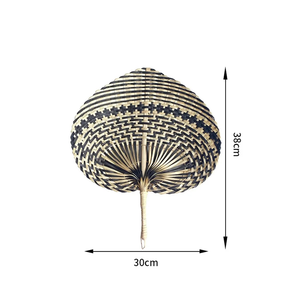 Colorful Handmade Fan Chinese Style Heart Shaped Straw Bamboo Woven Fan Summer Anti-Mosquito Cooler Handfan Home Decor Pendants