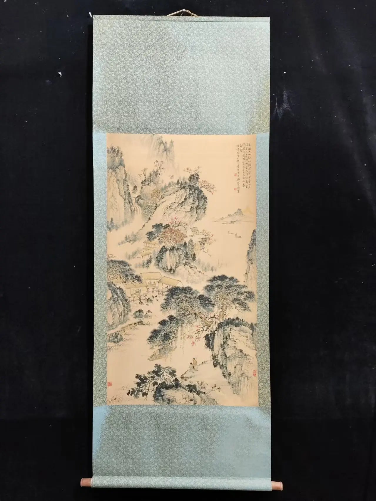 Antique Chinese hand-painted long scroll,  Landscape Painting Scroll,#17