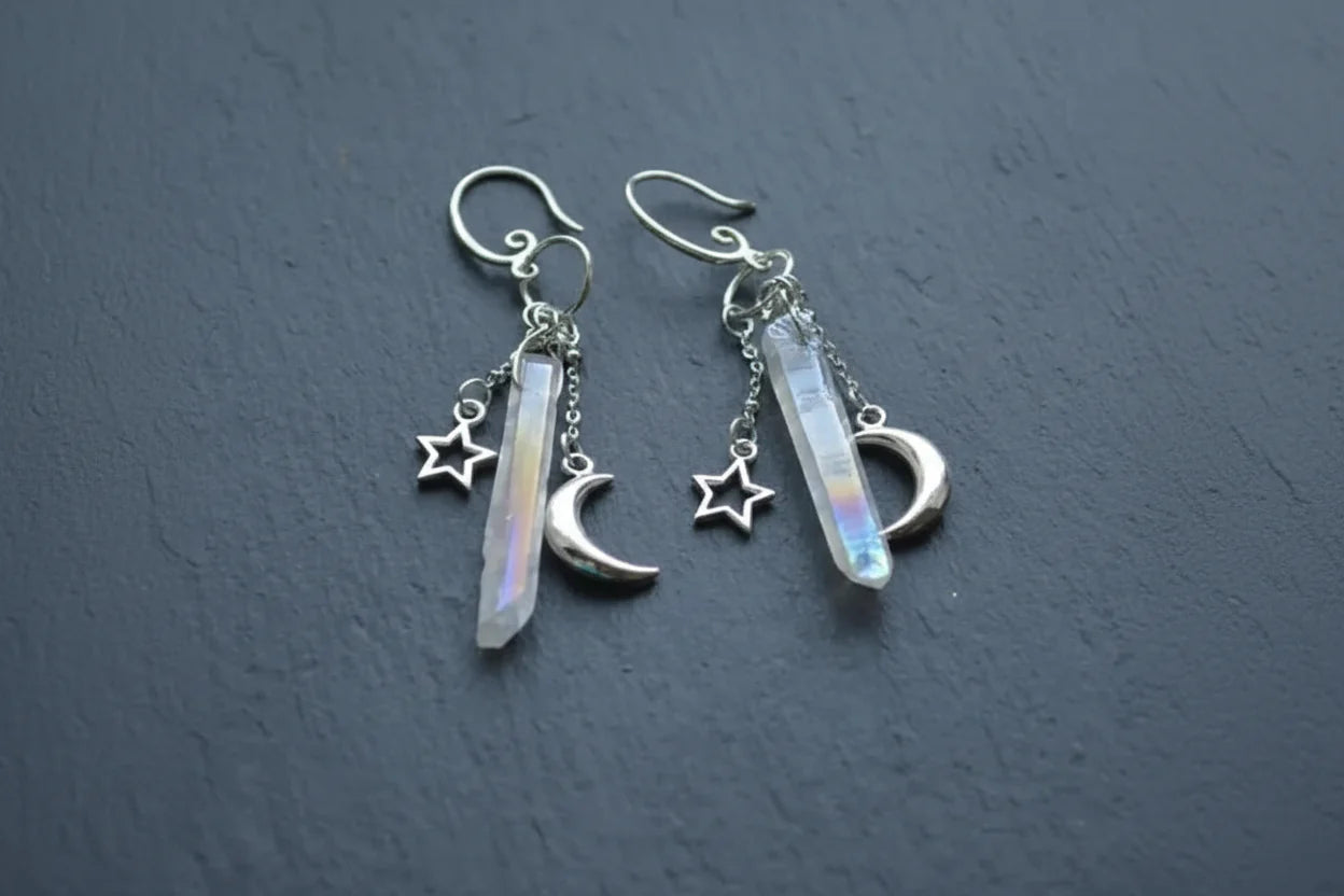 Crystal Crescent Moon Earrings