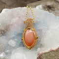 Apricot Agate Crystal Copper Wire Wrap Pendant Handcrafted