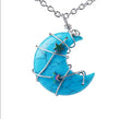 Crystal Crescent Moon and Star Silver Necklace